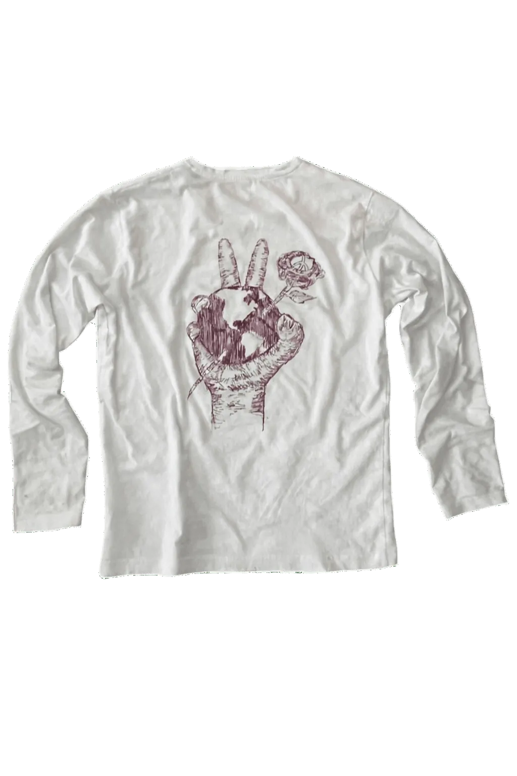 Humanity Peace & Rose Long Sleeve Shirt Wine Red