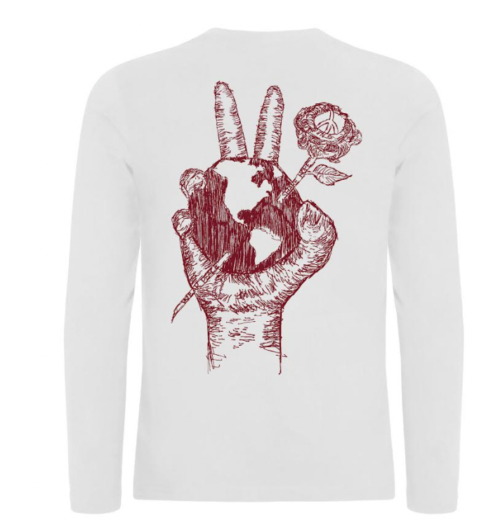Humanity Peace & Rose Long Sleeve Shirt Wine Red